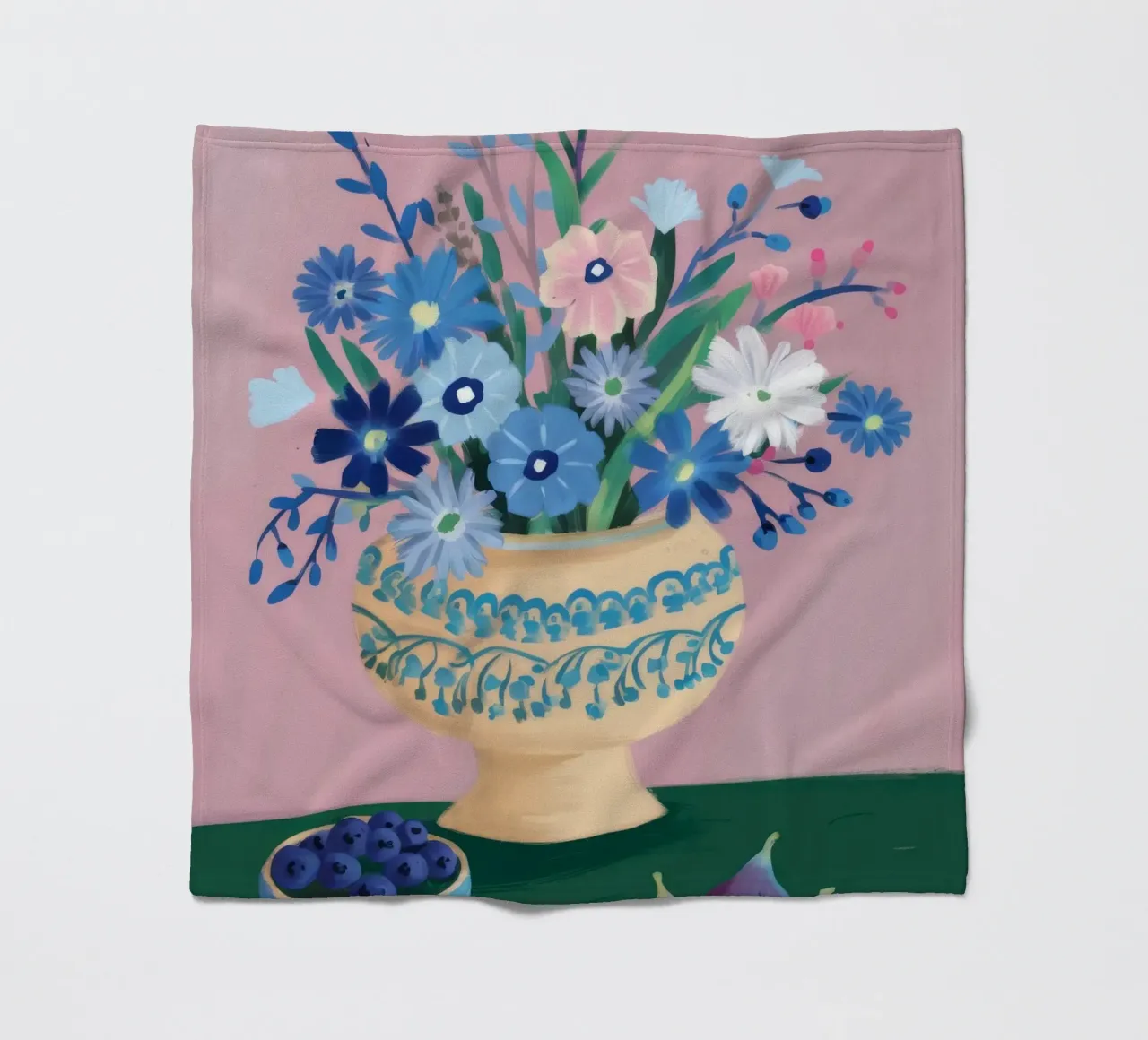 Bluebowl Fig Flora fleece blanket by Lumie Layers