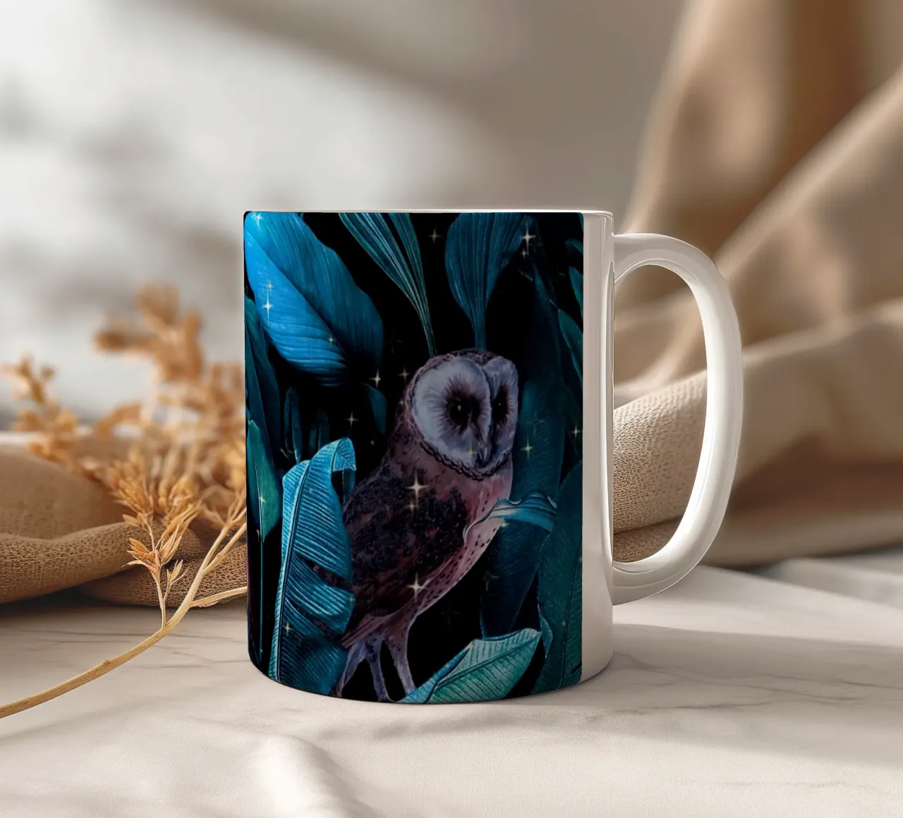 Owl and Leaf Garden tazza in ceramica da burcukorkmazyurek