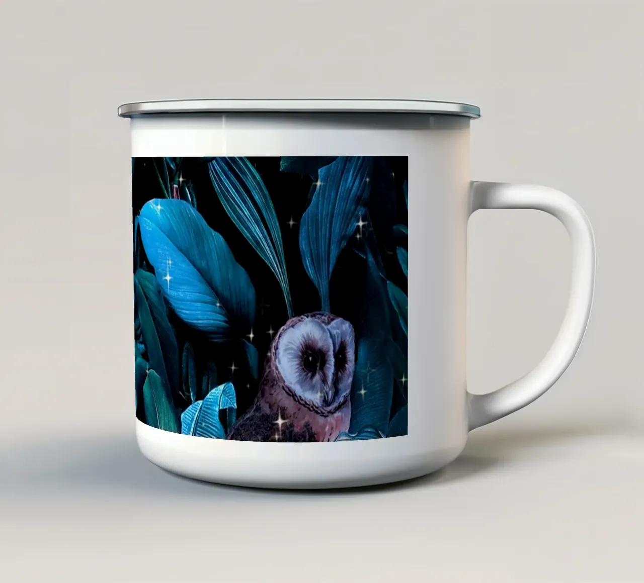 Owl and Leaf Garden tazza in smalto da burcukorkmazyurek