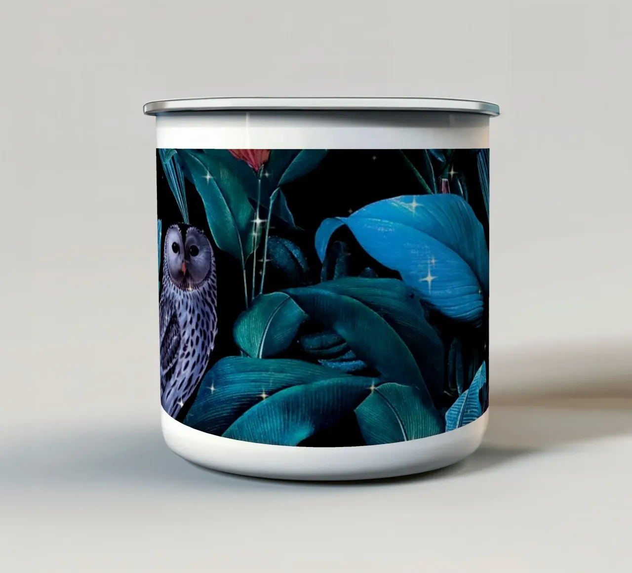 Owl and Leaf Garden tazza in smalto da burcukorkmazyurek