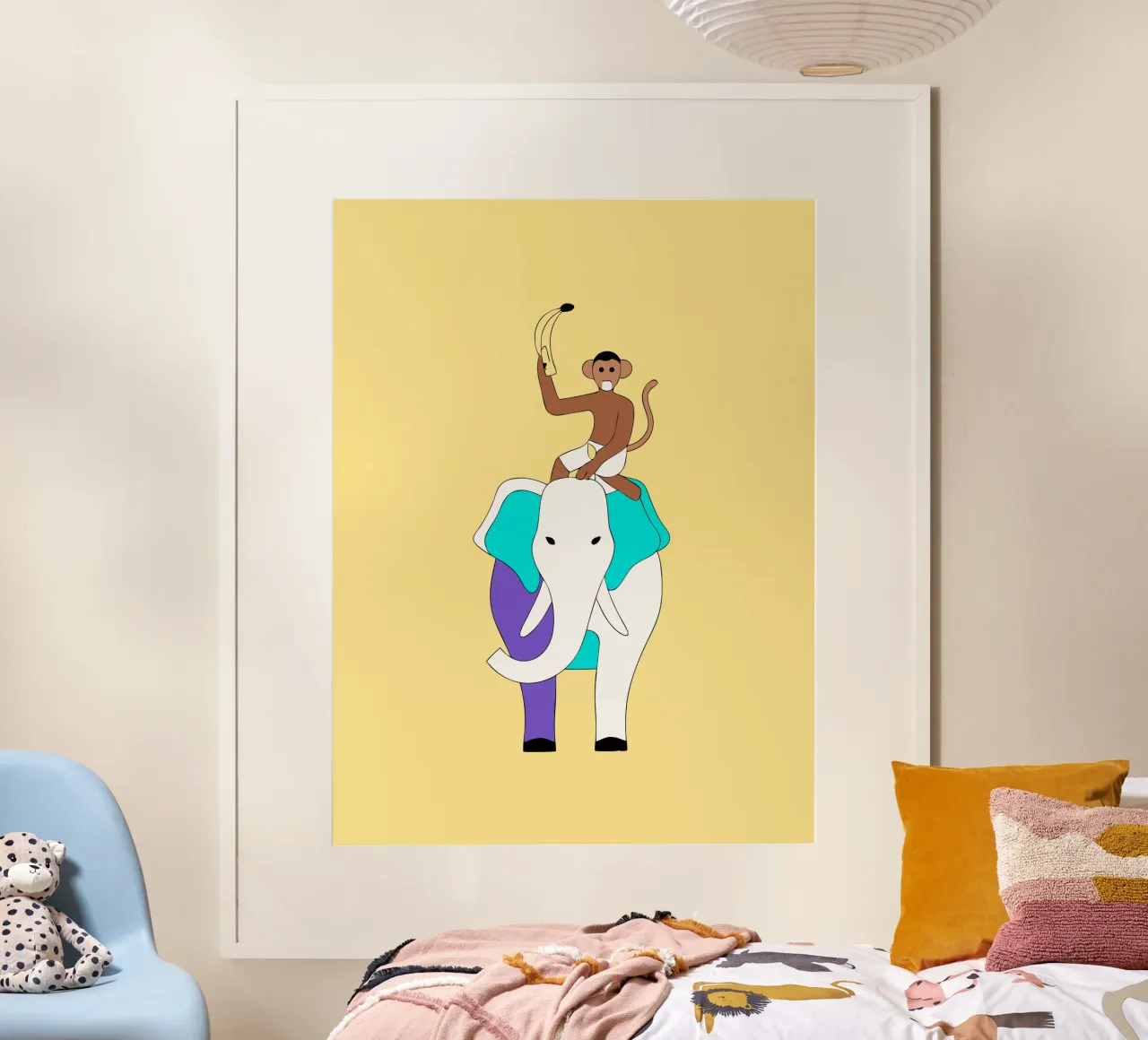 Elefante e scimmia poster con telaio in plastica da OUR SHOP