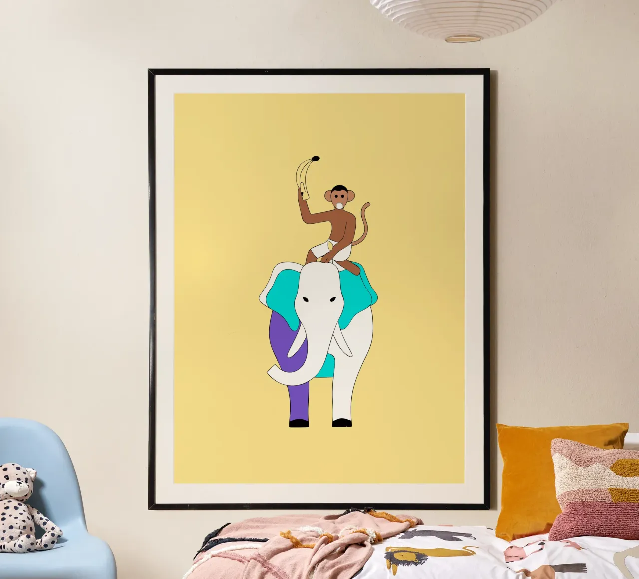 Elefante e scimmia poster con telaio in plastica da OUR SHOP