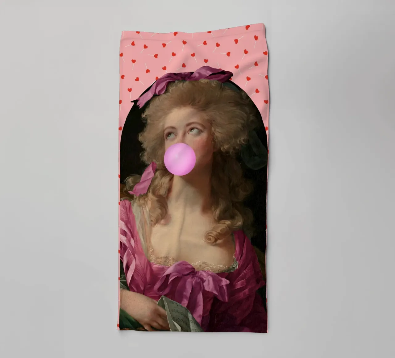 Bubble Gum Lady with Love Heart Lollipops badhanddoek van GraceDigitalArtCo