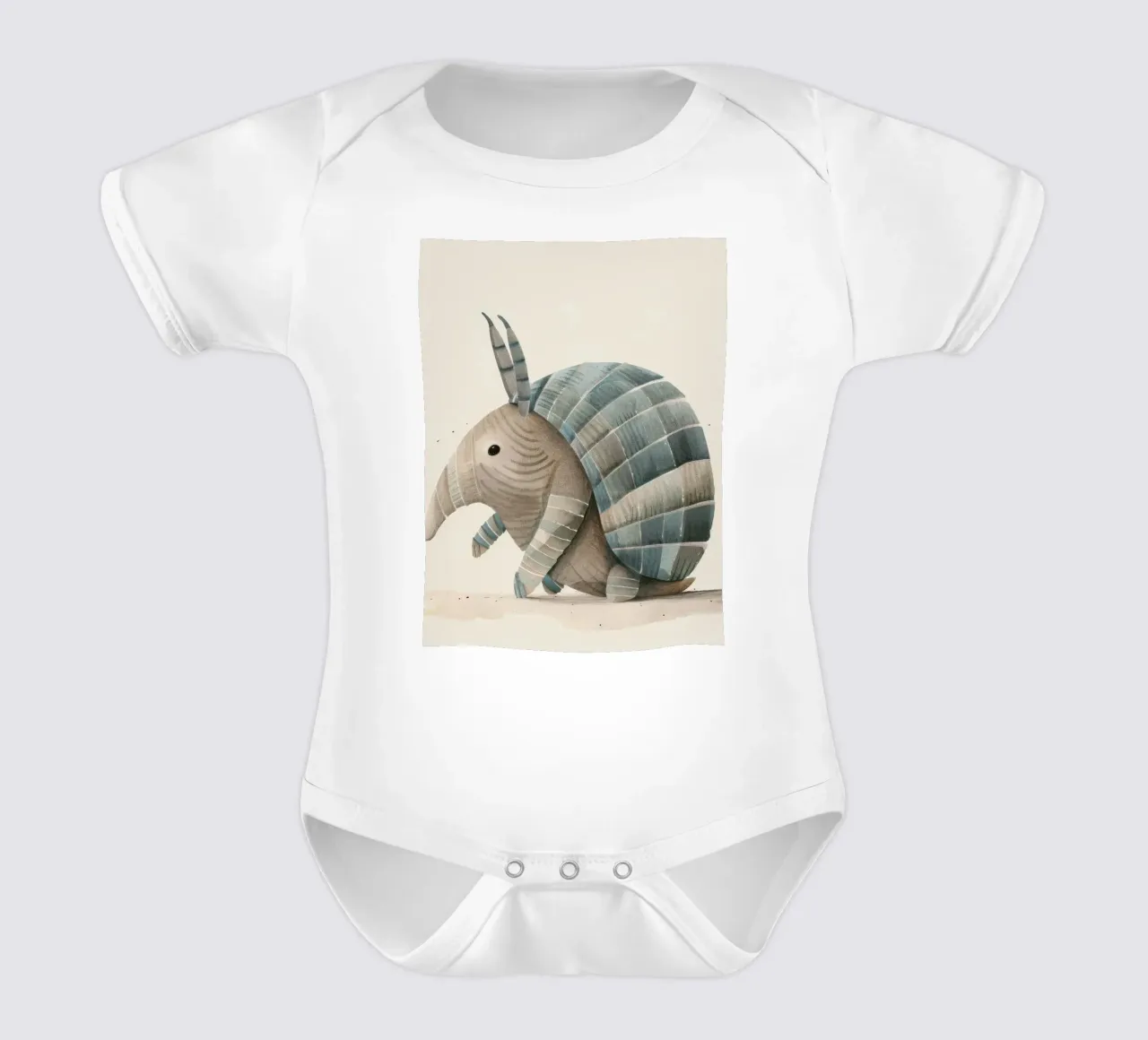 Illustrazione ad acquerello di un armadillo body neonato maniche corte da DesignDoodle