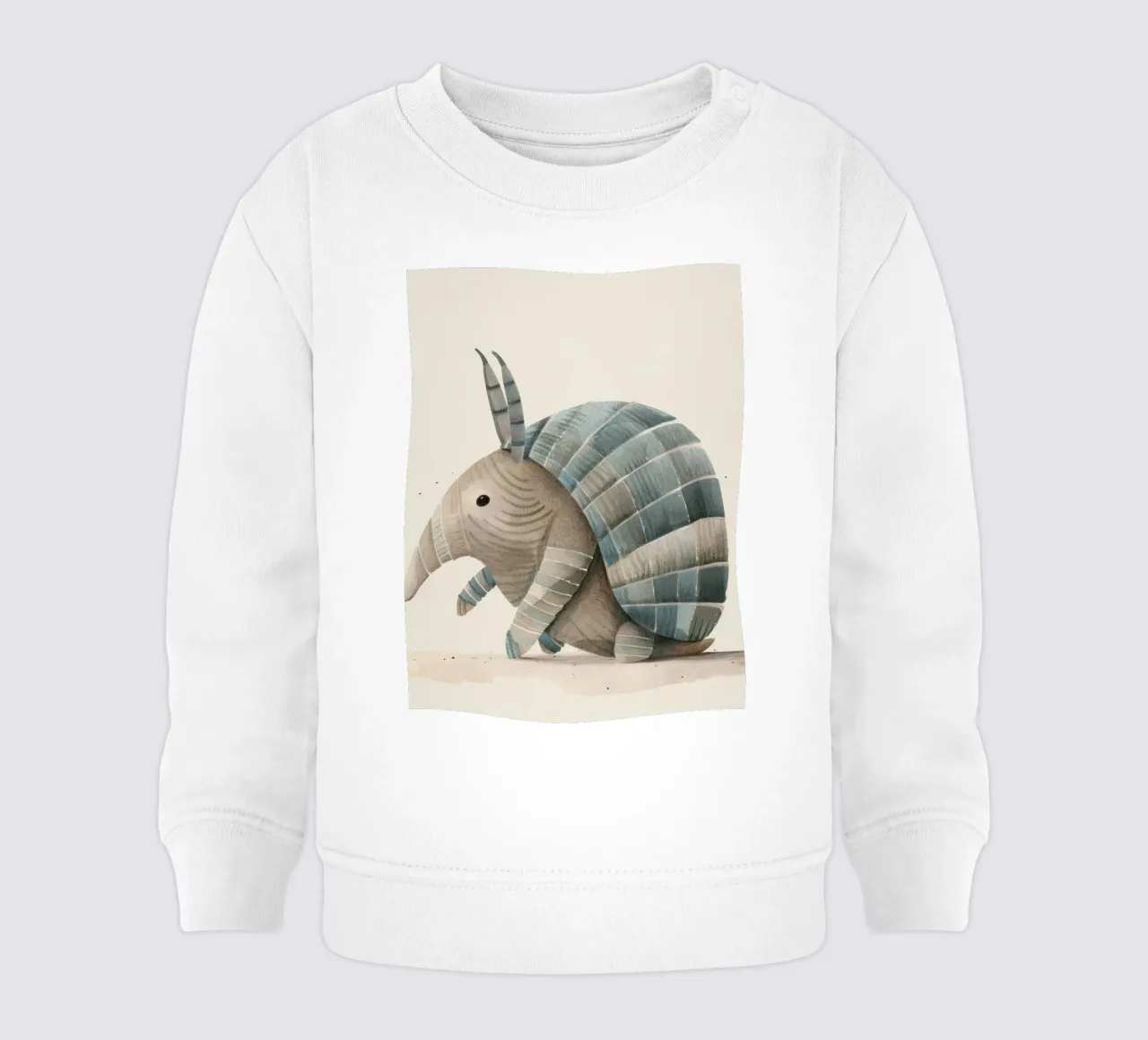 Illustrazione ad acquerello di un armadillo felpa neonato da DesignDoodle