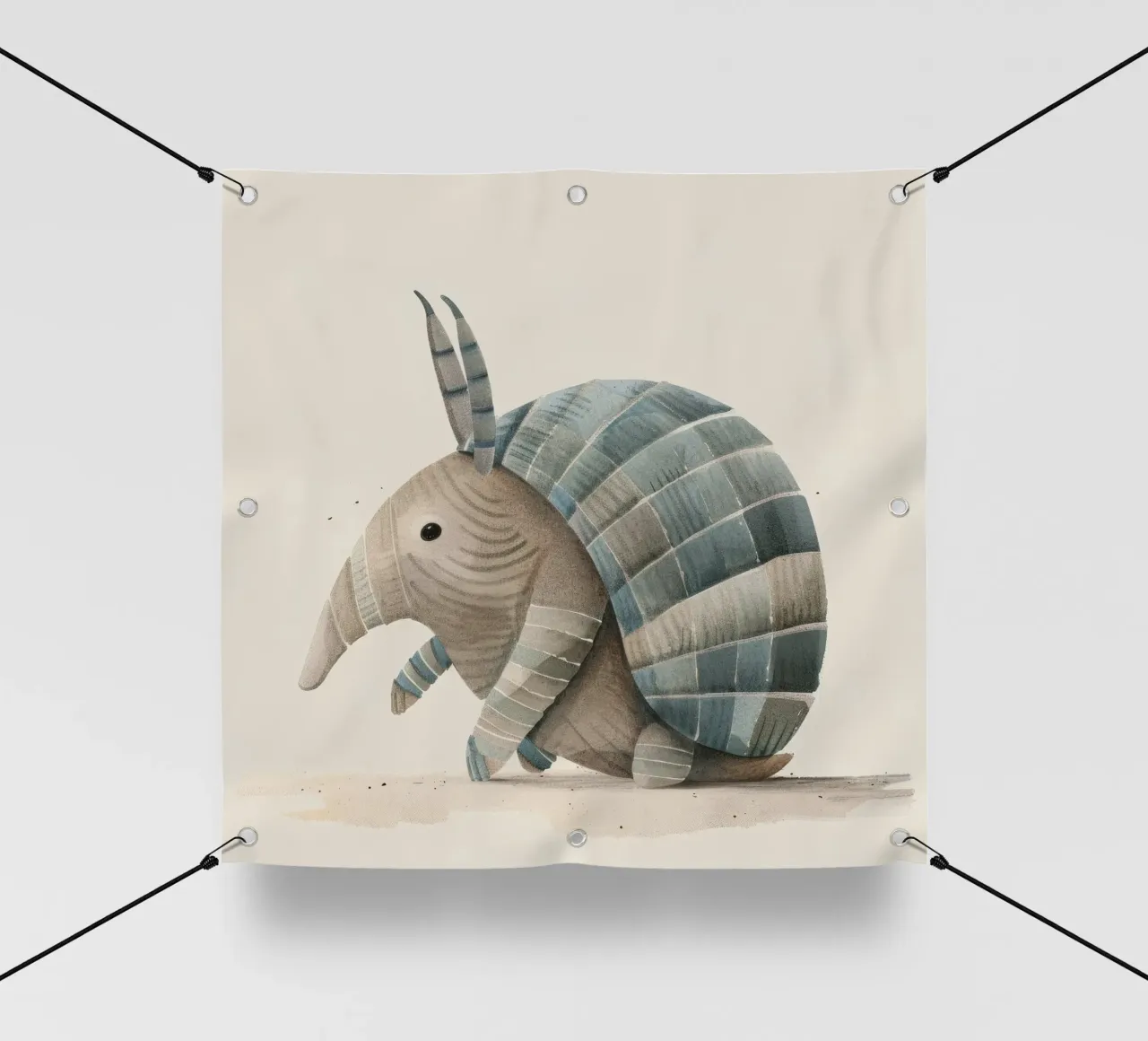Illustrazione ad acquerello di un armadillo telo in pvc da DesignDoodle