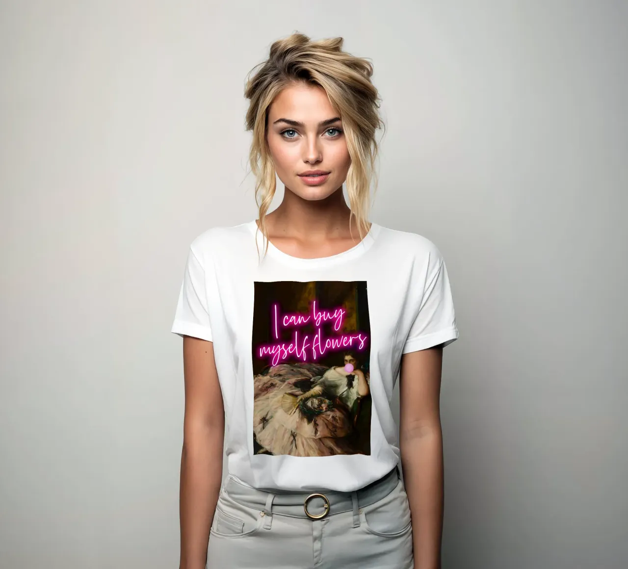 Feminist Neon Art women's fitted t-shirt by GraceDigitalArtCo