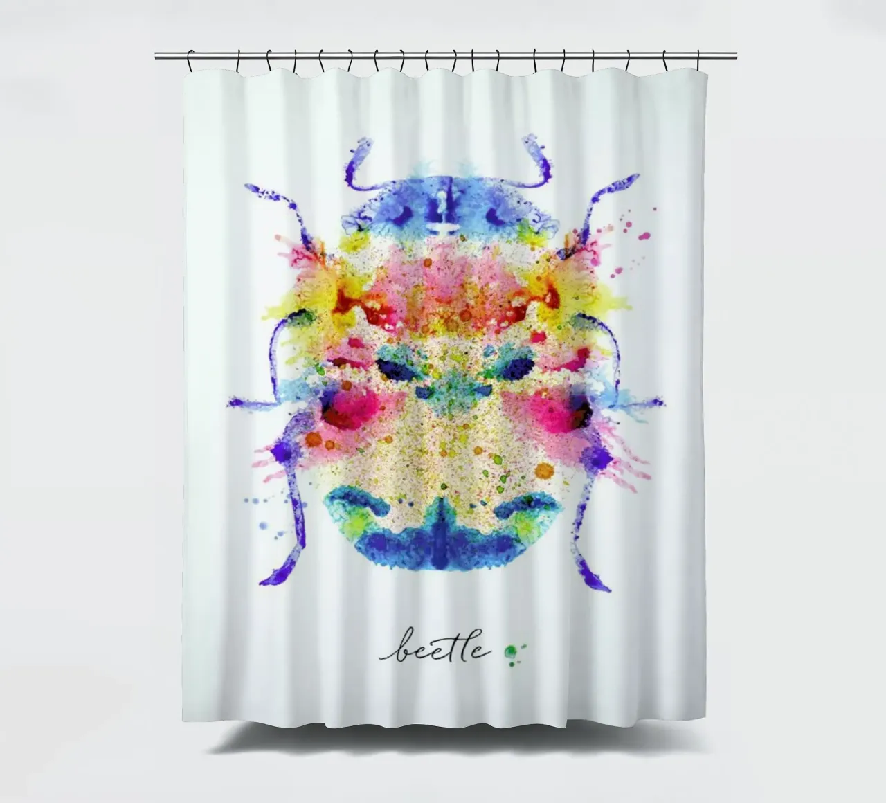 Ink Beetle Psychadelic II shower curtain by Flora & Fauna