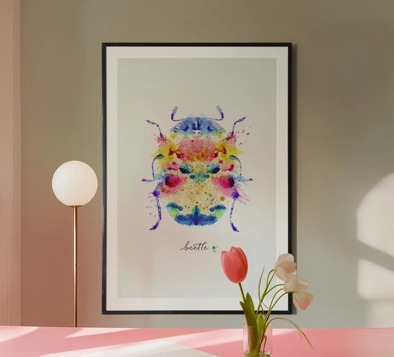 Ink Beetle Psychadelic II poster con telaio in alluminio da Flora & Fauna