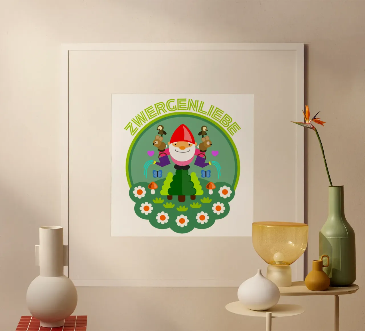 zwergenliebe poster con telaio in alluminio da fummelhummel