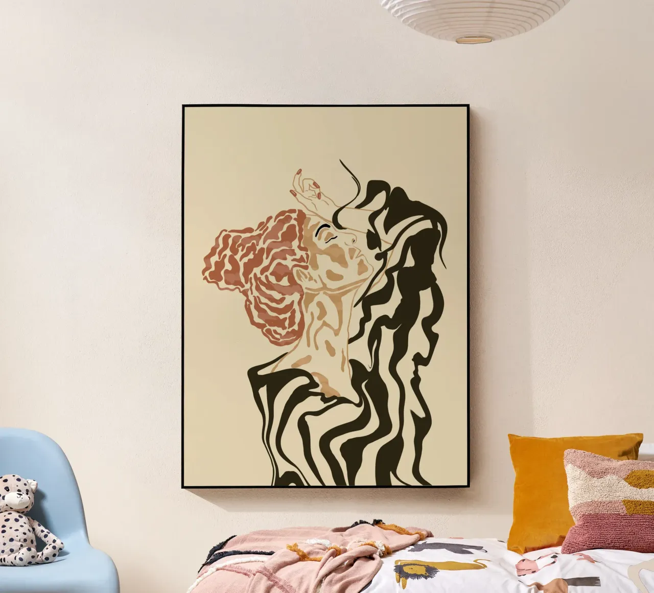 Donna con camicetta a righe plexiglass da Sannel Larson