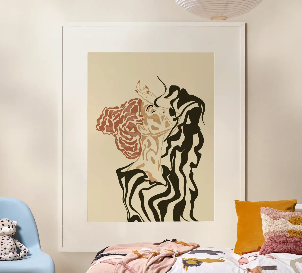 Donna con camicetta a righe poster da Sannel Larson