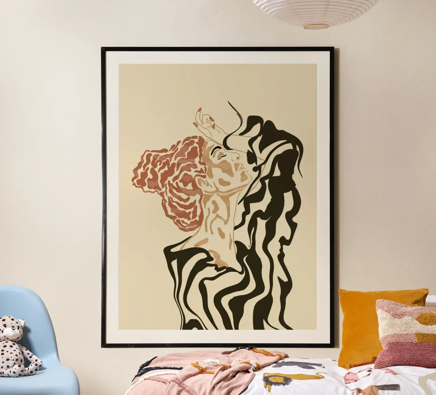 Donna con camicetta a righe poster da Sannel Larson