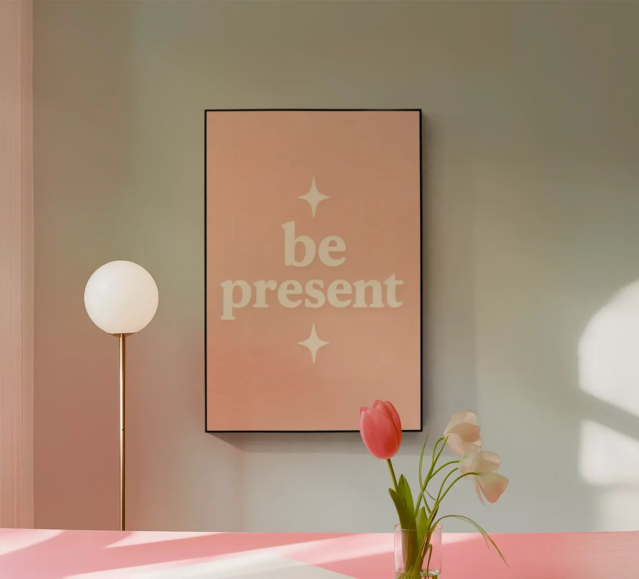 Be Present (Apricot) plexiglass da treechild