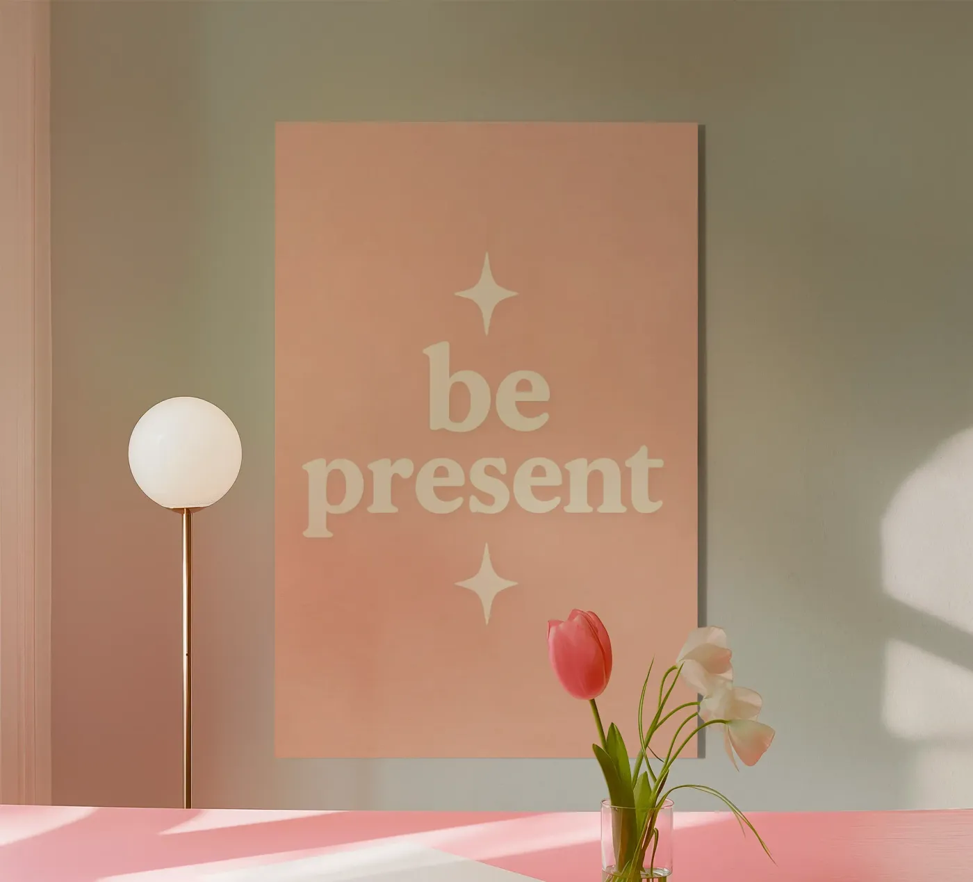 Be Present (Apricot) plexiglass da treechild