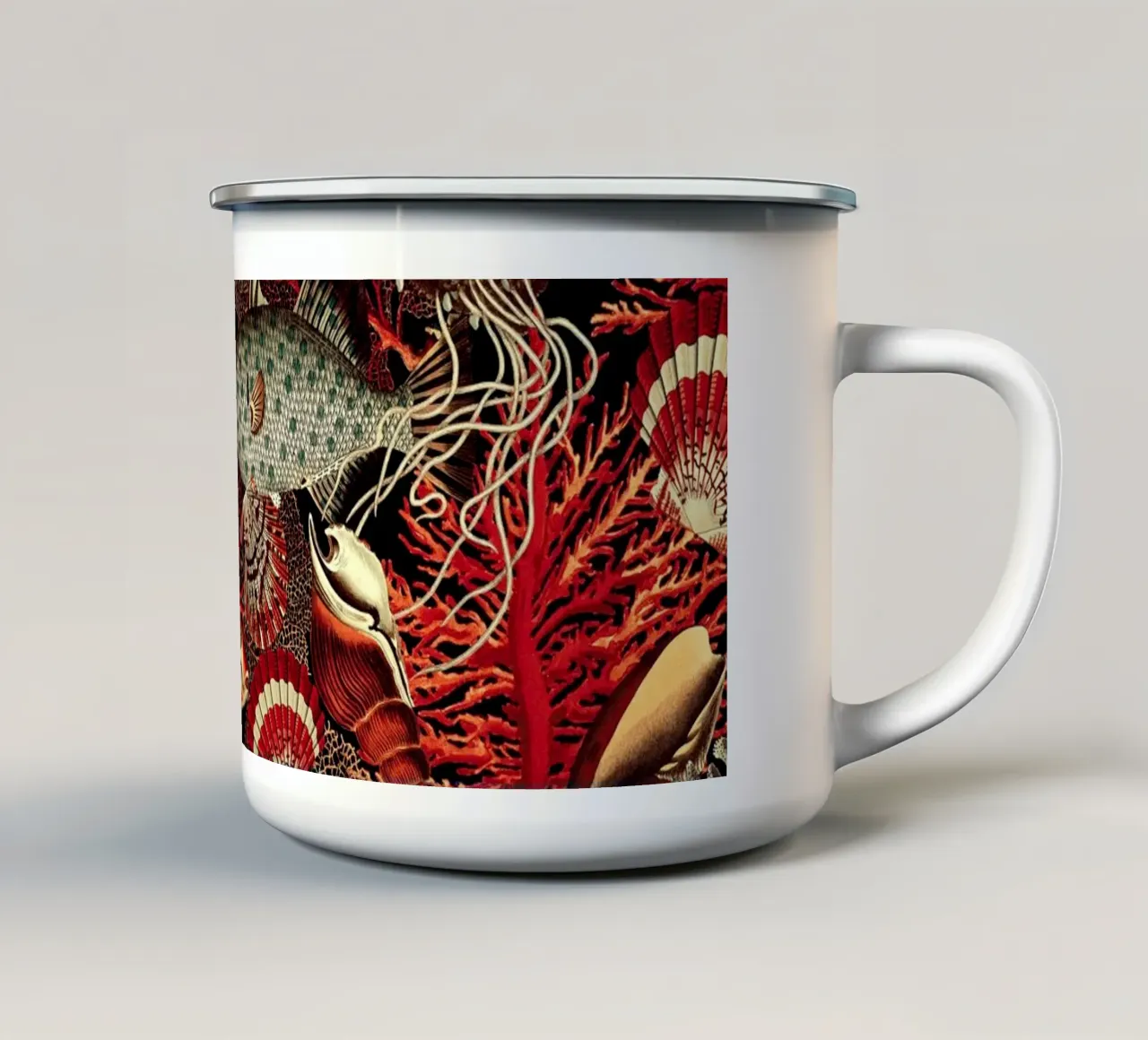 Fish and Corals I tazza in smalto da burcukorkmazyurek
