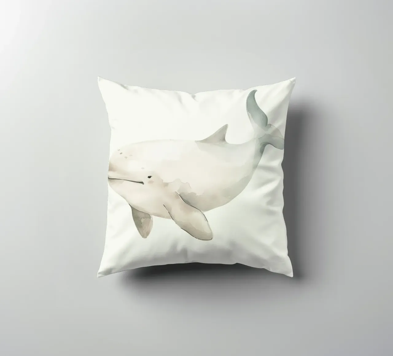 Pittura ad acquerello di un delfino Baiji cuscino da DesignDoodle