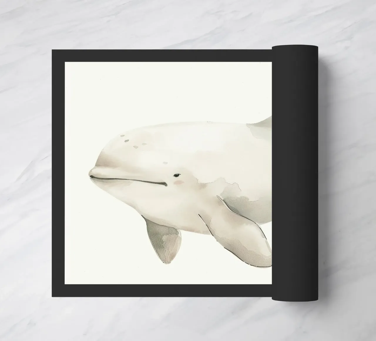 Pittura ad acquerello di un delfino Baiji zerbino da DesignDoodle