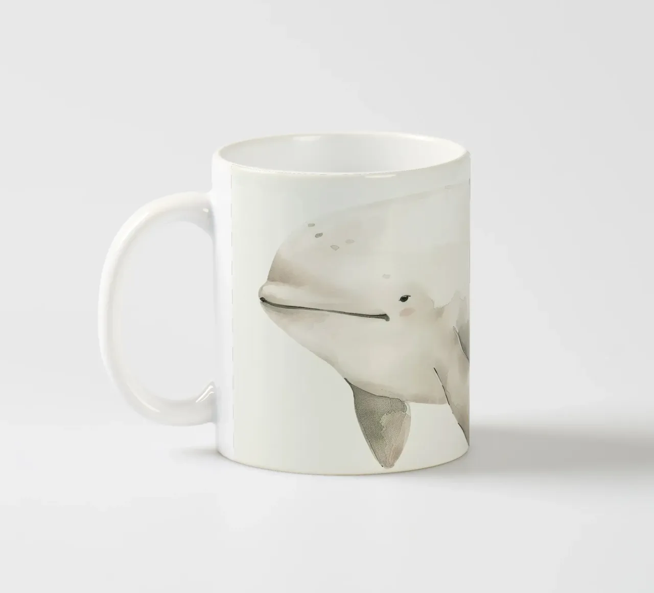 Pittura ad acquerello di un delfino Baiji tazza in ceramica da DesignDoodle
