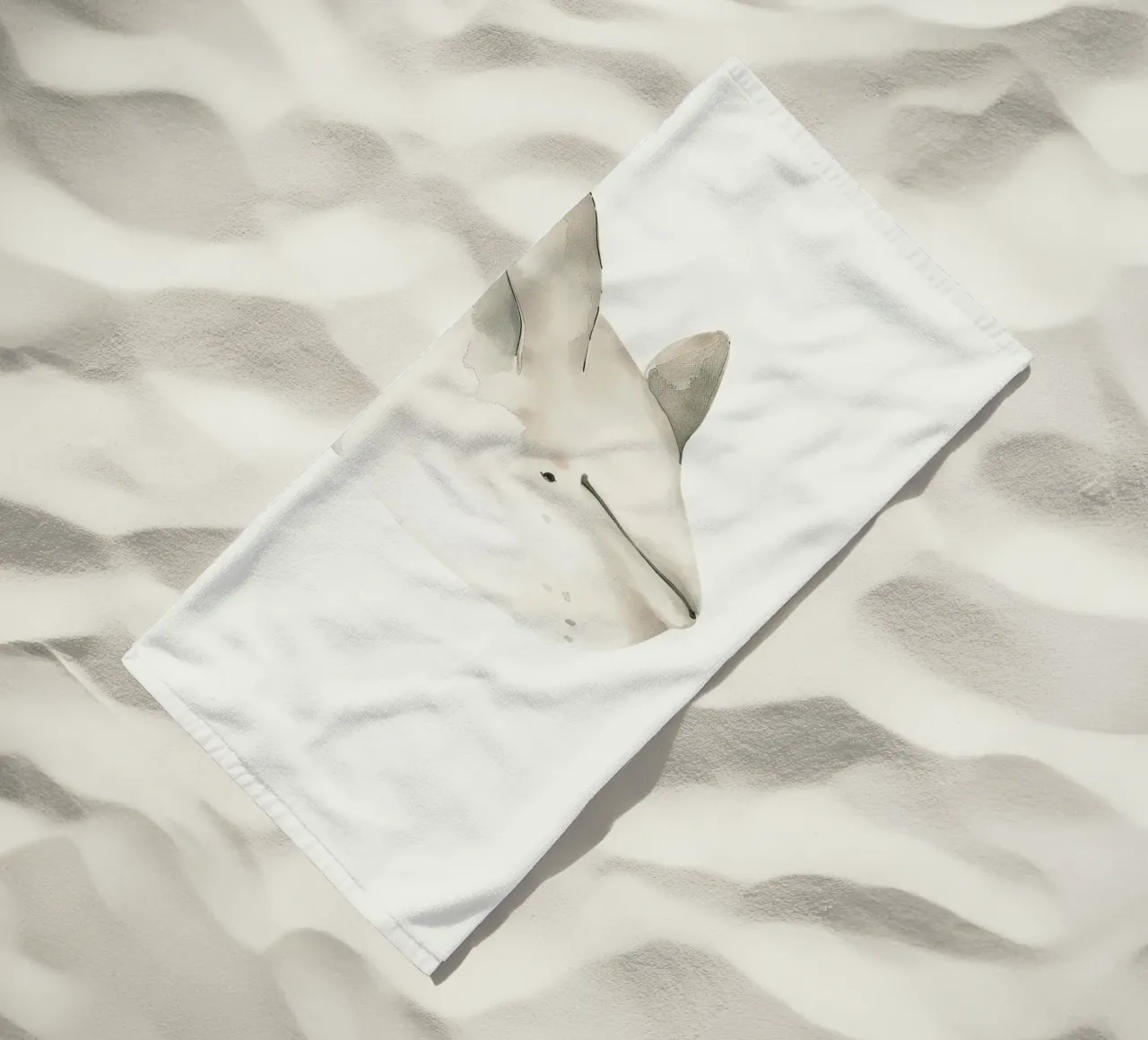 Pittura ad acquerello di un delfino Baiji telo mare da DesignDoodle