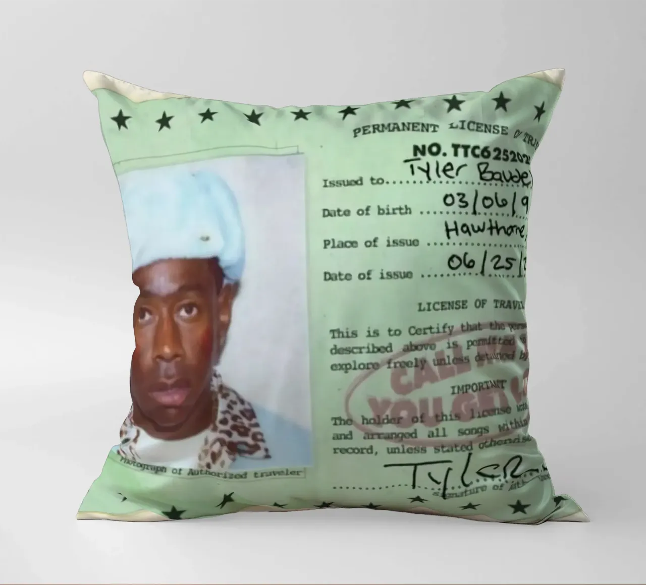 License Of Tyler The Creator - Call Me if You Get Lost cuscino da edanfargol