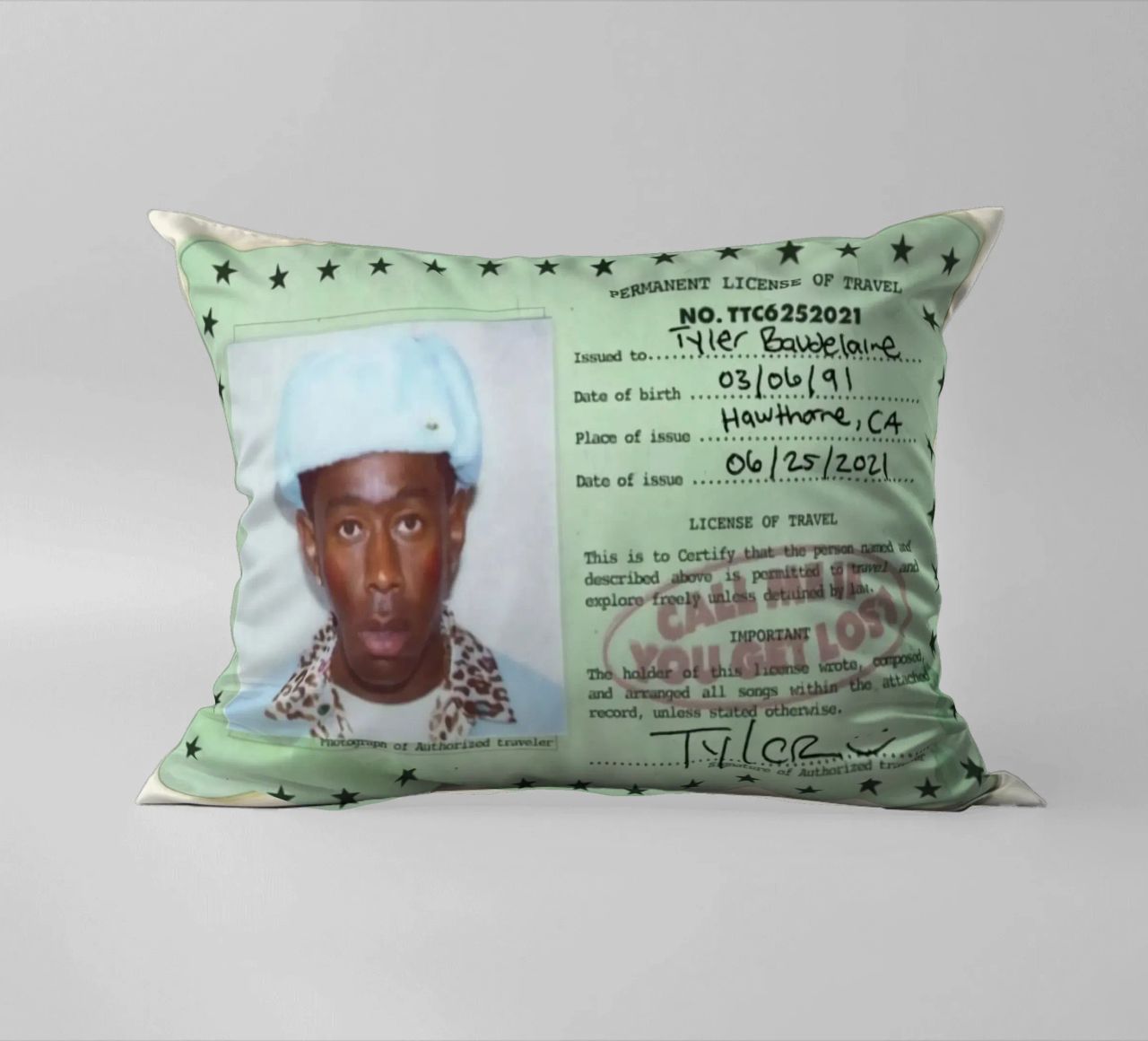 License Of Tyler The Creator - Call Me if You Get Lost cuscino da edanfargol
