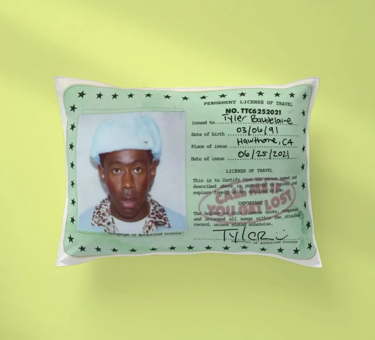 License Of Tyler The Creator - Call Me if You Get Lost cuscino da edanfargol