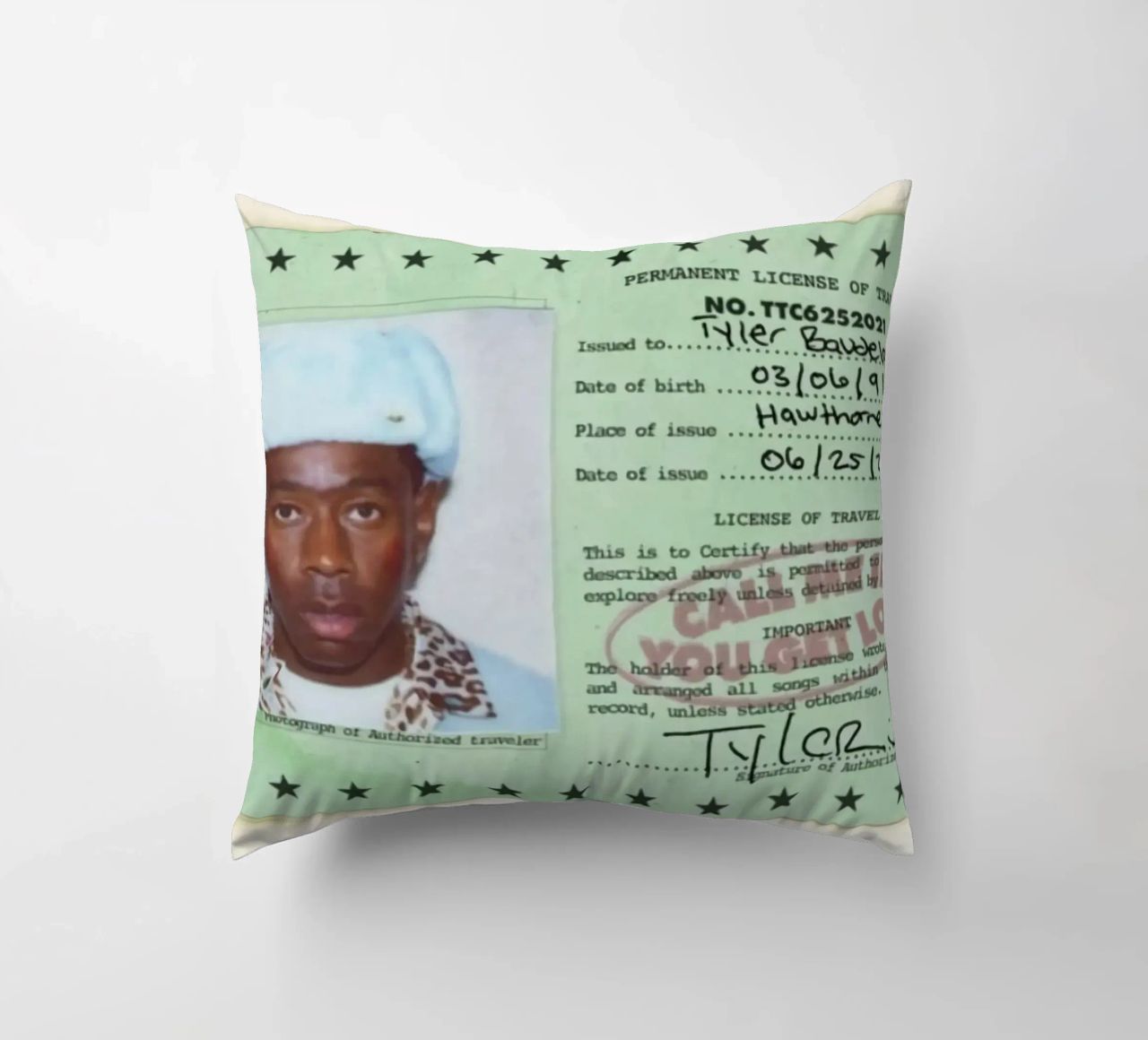 License Of Tyler The Creator - Call Me if You Get Lost cuscino da edanfargol