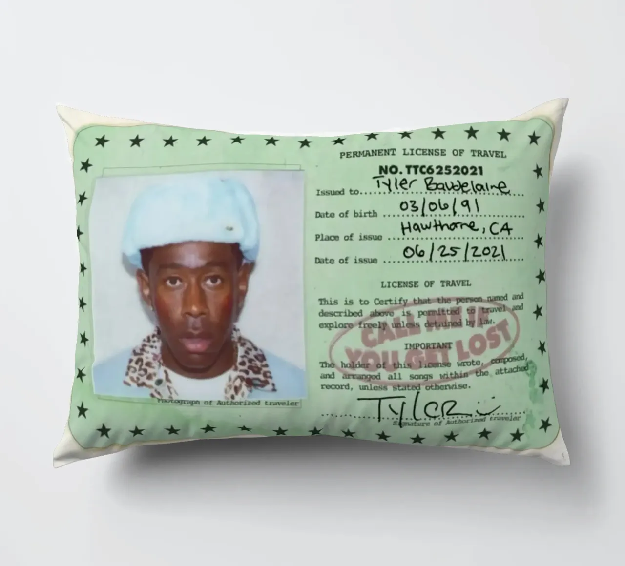 License Of Tyler The Creator - Call Me if You Get Lost cuscino da edanfargol