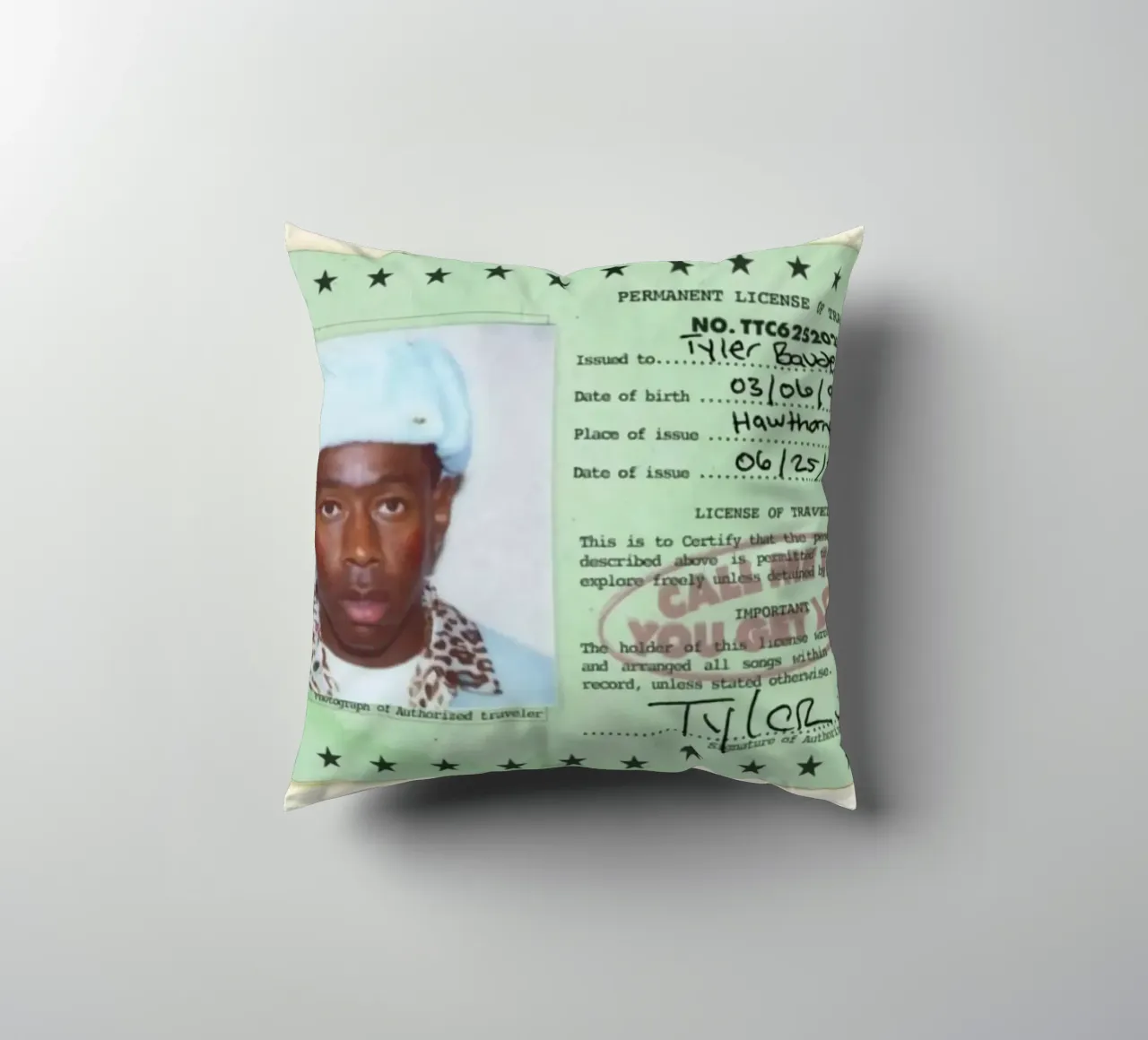 License Of Tyler The Creator - Call Me if You Get Lost cuscino da edanfargol