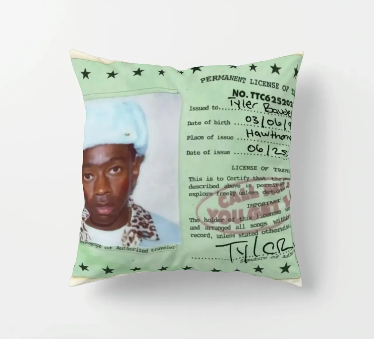 License Of Tyler The Creator - Call Me if You Get Lost cuscino da edanfargol