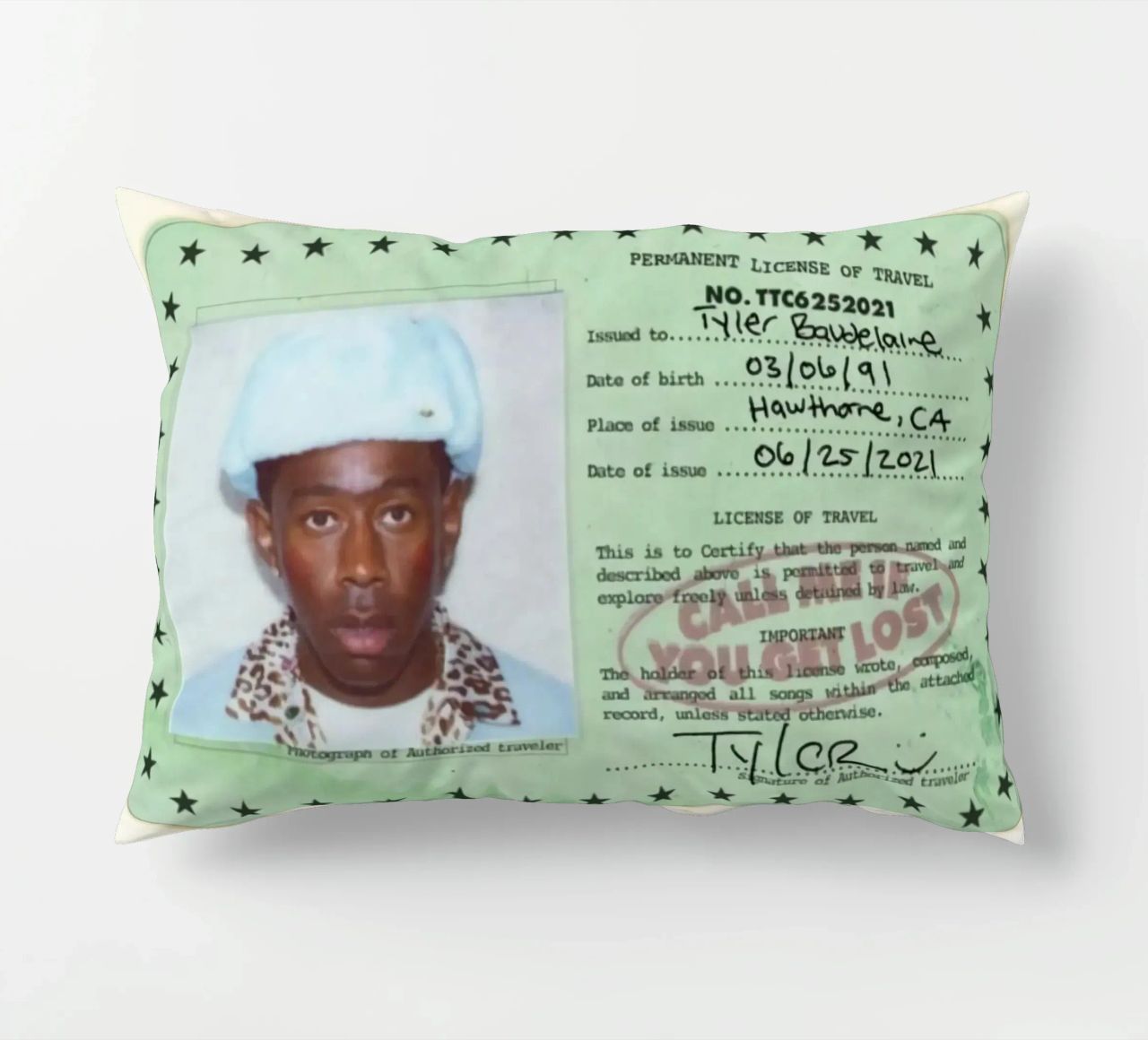 License Of Tyler The Creator - Call Me if You Get Lost cuscino da edanfargol