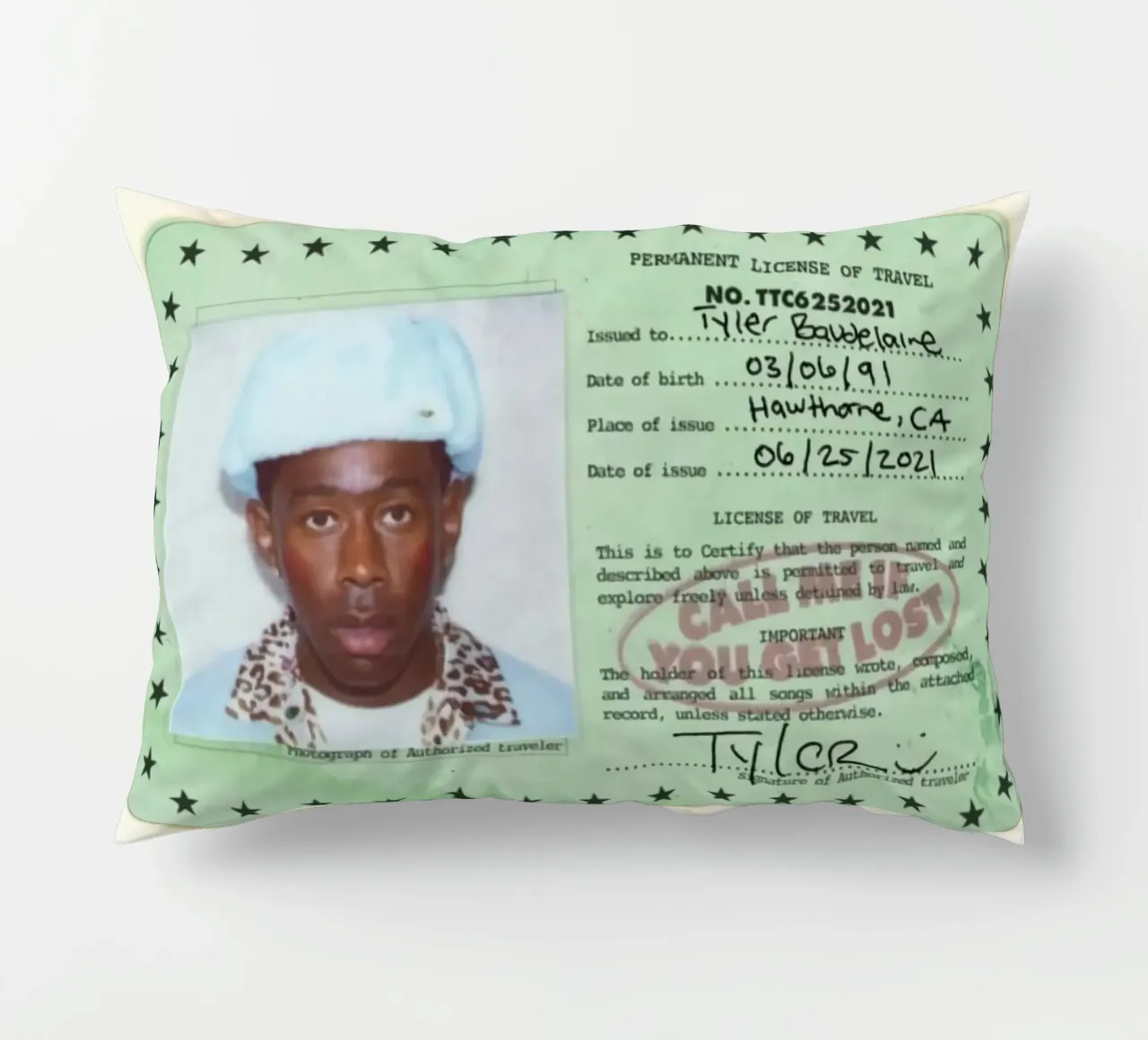 License Of Tyler The Creator - Call Me if You Get Lost cuscino da edanfargol
