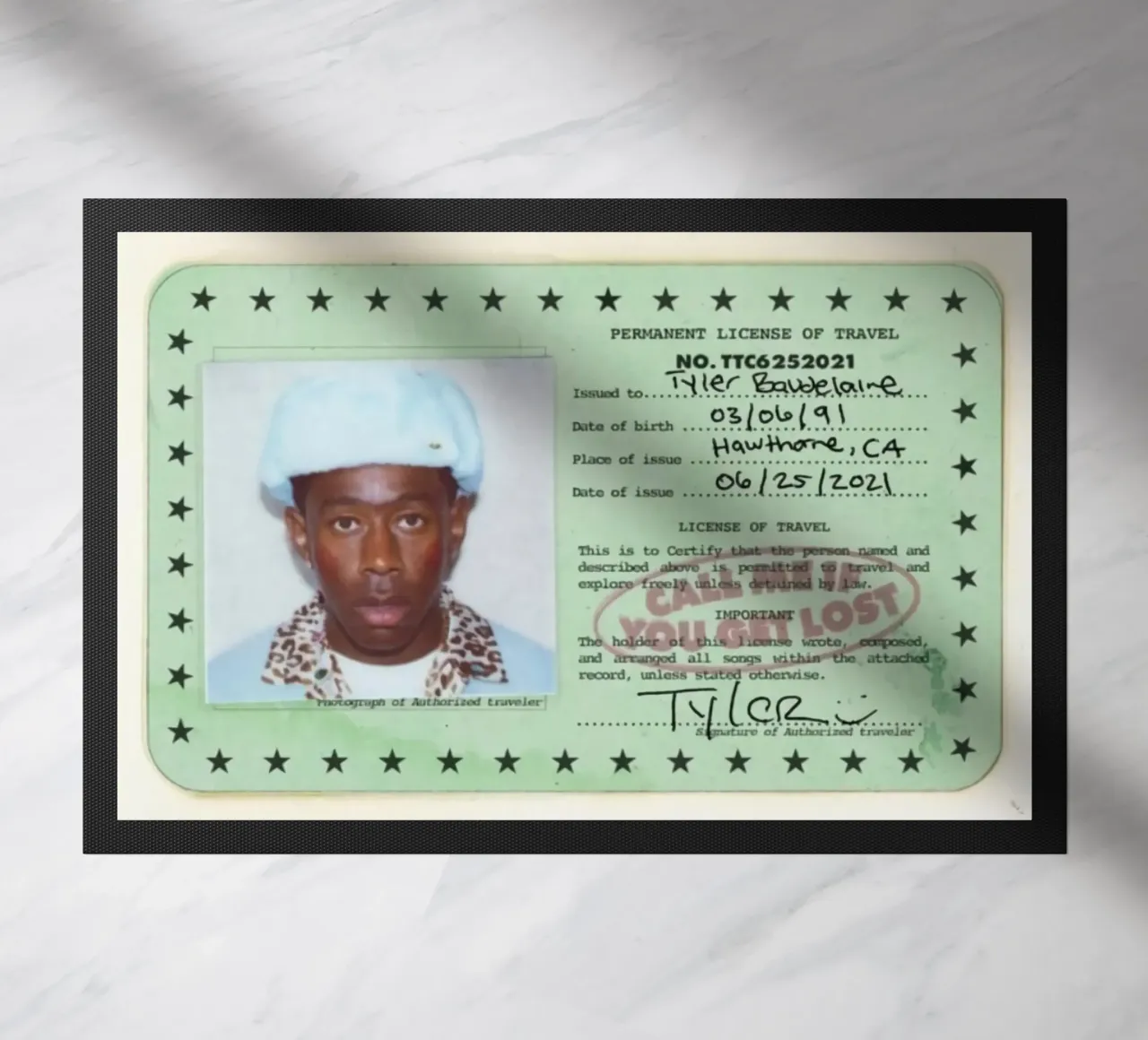 License Of Tyler The Creator - Call Me if You Get Lost Fußmatte von edanfargol