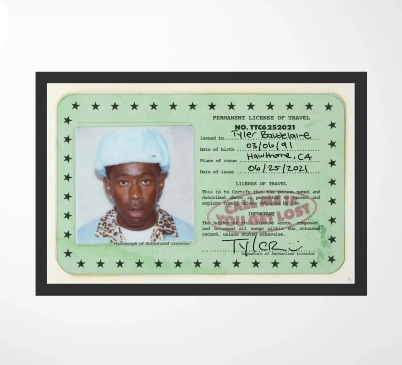 License Of Tyler The Creator - Call Me if You Get Lost zerbino da edanfargol