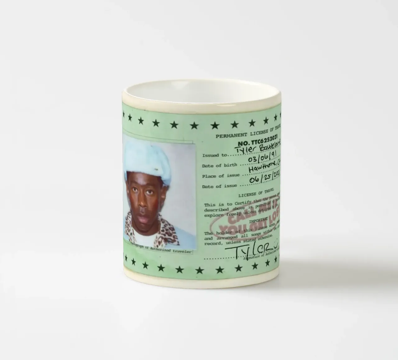 License Of Tyler The Creator - Call Me if You Get Lost taza de cerámica de edanfargol