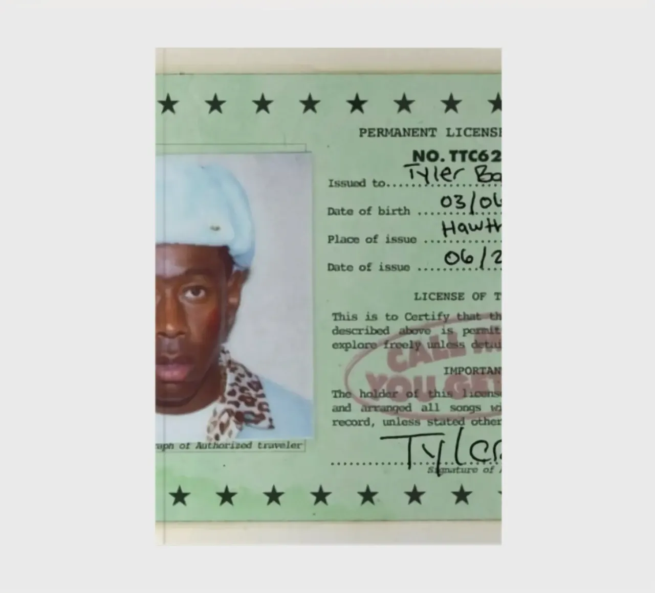 License Of Tyler The Creator - Call Me if You Get Lost Notizbuch von edanfargol