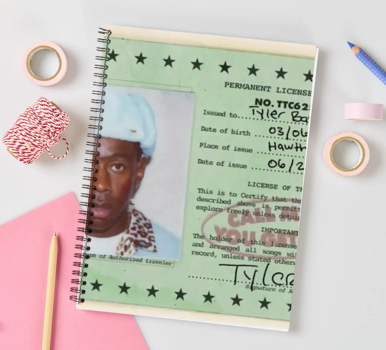 License Of Tyler The Creator - Call Me if You Get Lost diario ad anelli da edanfargol