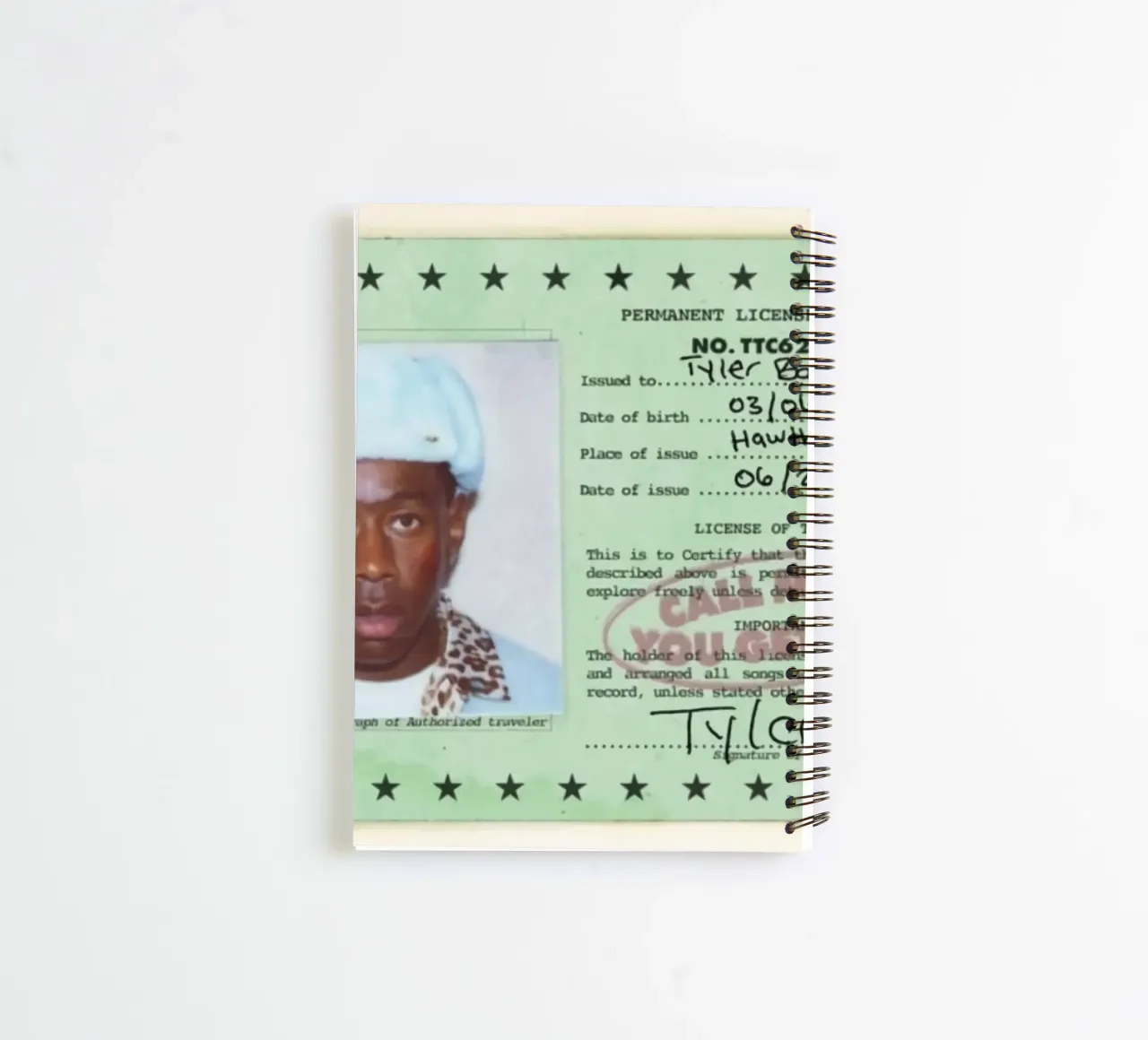 License Of Tyler The Creator - Call Me if You Get Lost diario ad anelli da edanfargol