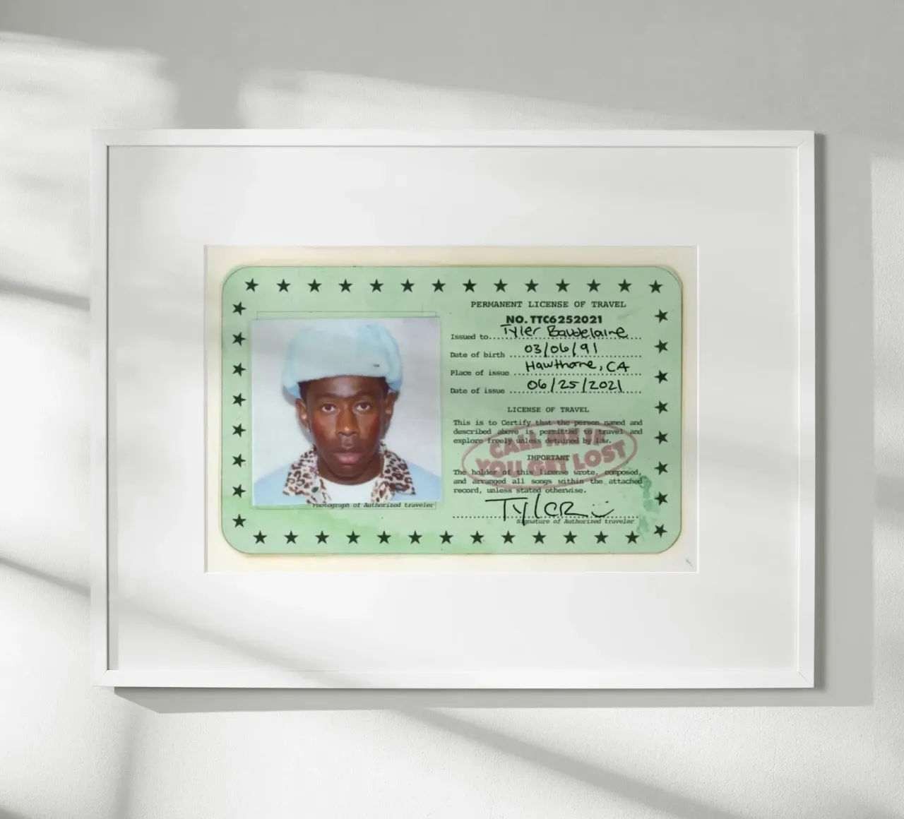 License Of Tyler The Creator - Call Me if You Get Lost carta hahnemühle da edanfargol