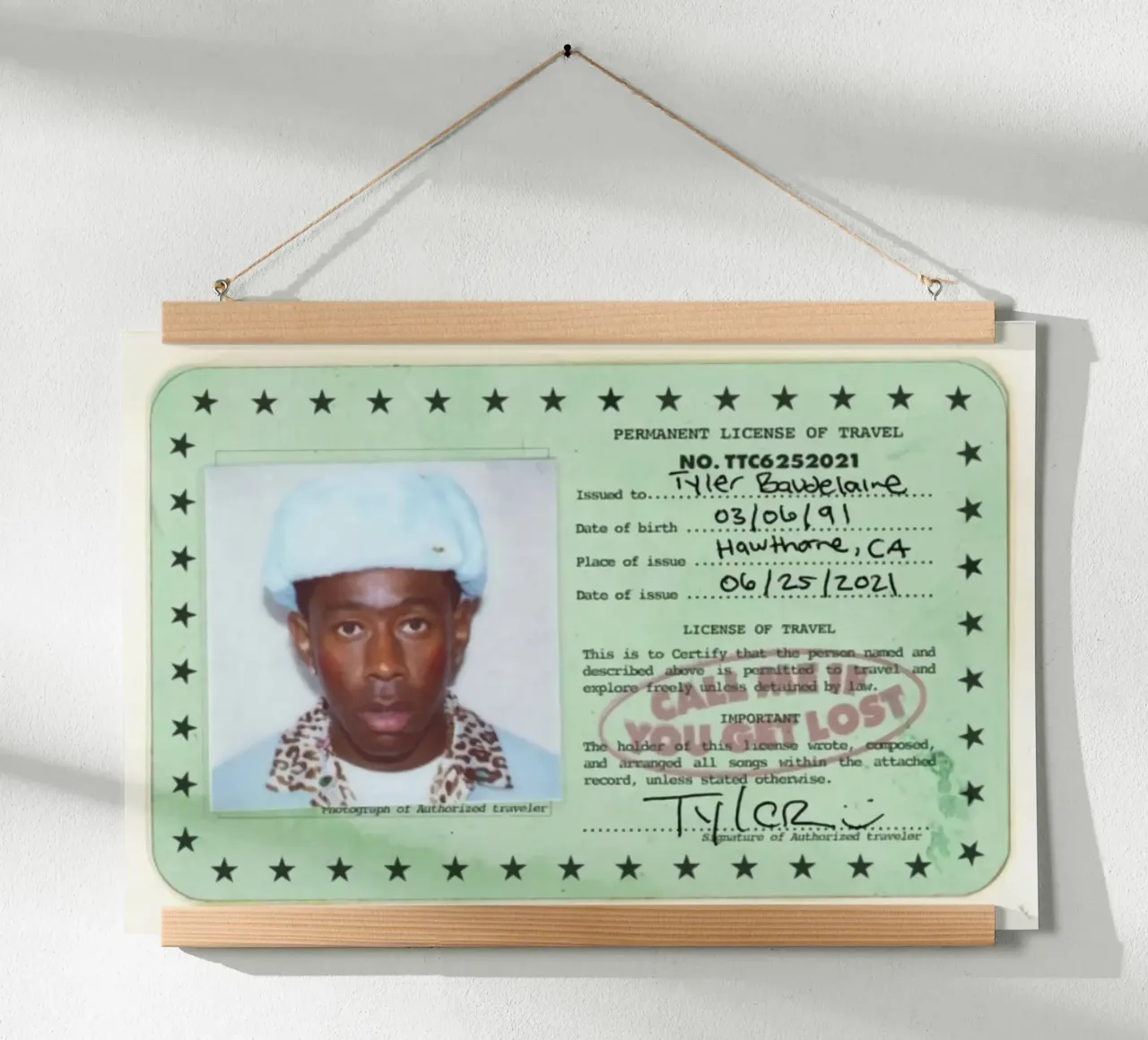 License Of Tyler The Creator - Call Me if You Get Lost carta hahnemühle da edanfargol