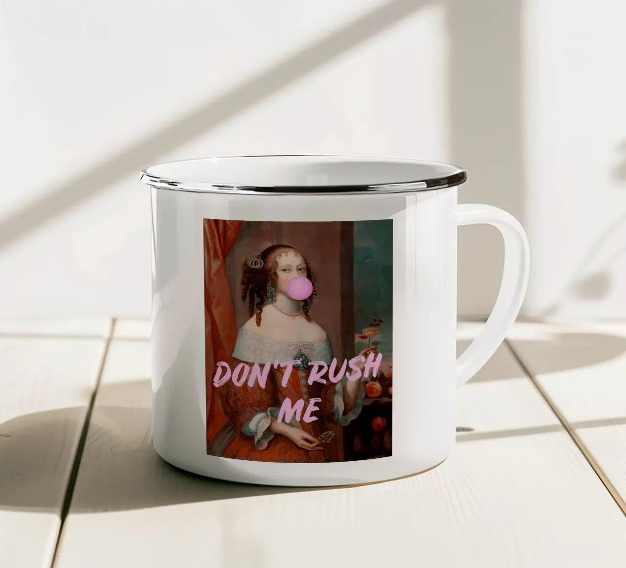 Don't Rush Me Pink Feminine Bubble Gum Art tazza in smalto da GraceDigitalArtCo