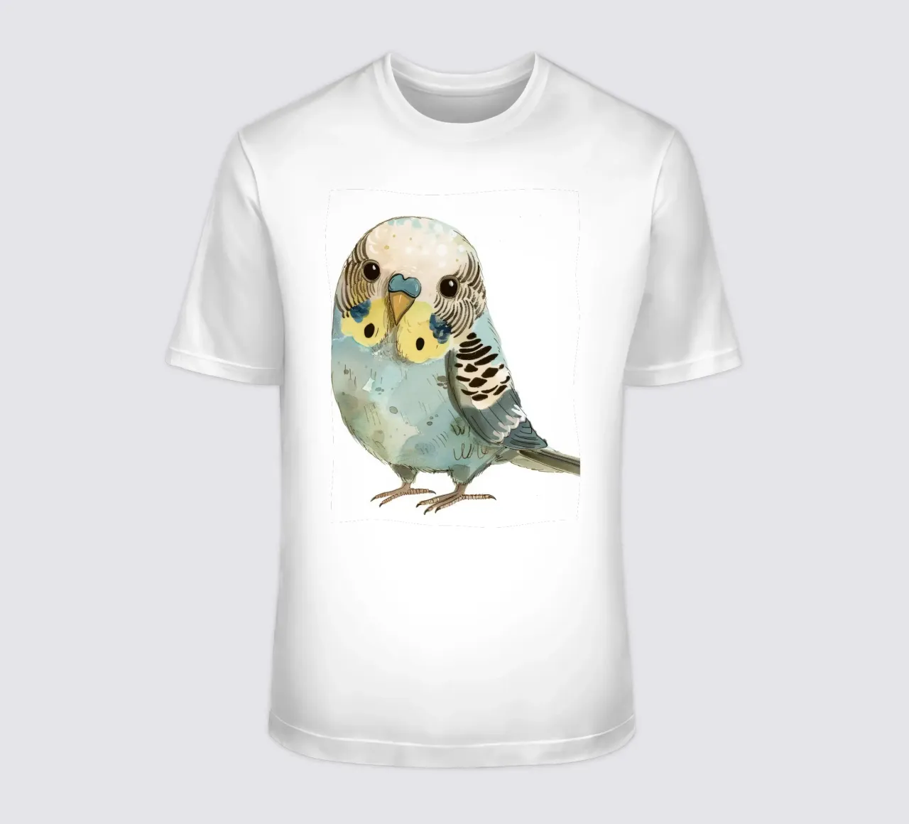 Pittura ad acquerello di un uccello Budgerigar t-shirt da DesignDoodle