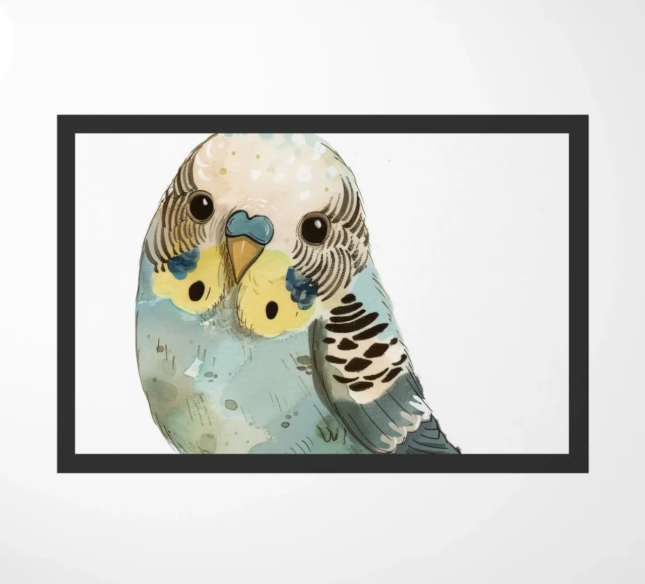 Pittura ad acquerello di un uccello Budgerigar zerbino da DesignDoodle