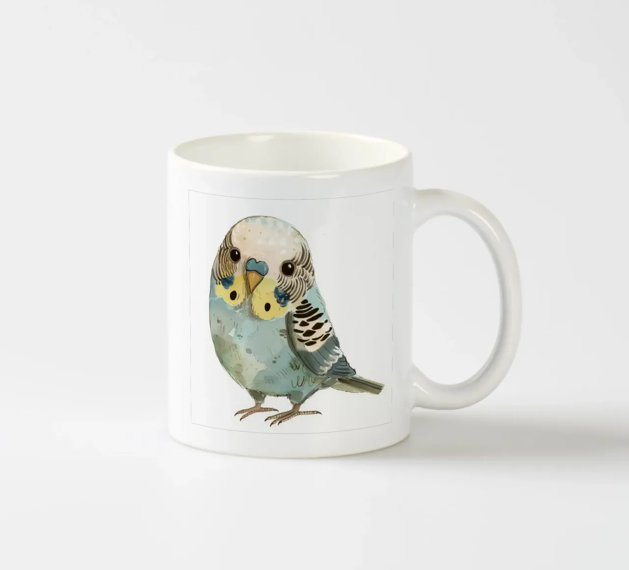 Pittura ad acquerello di un uccello Budgerigar tazza in ceramica da DesignDoodle