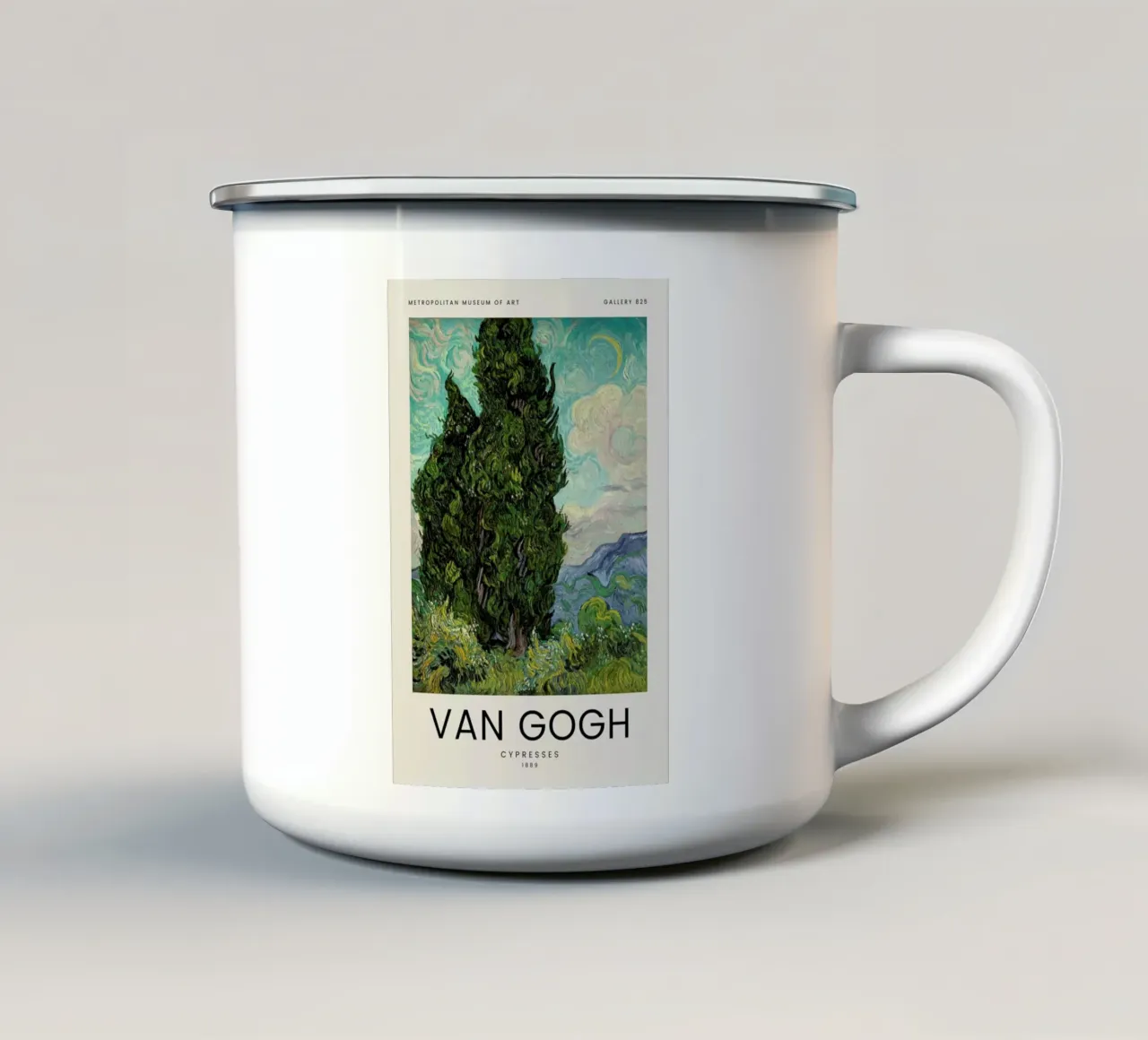 van Gogh - Cypresses tazza in smalto da Vintage by JUNIQE