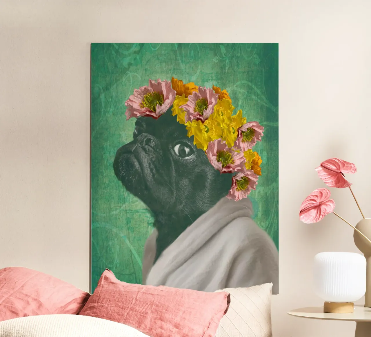 Ritratto di carlino poster con telaio in plastica da Sannel Larson