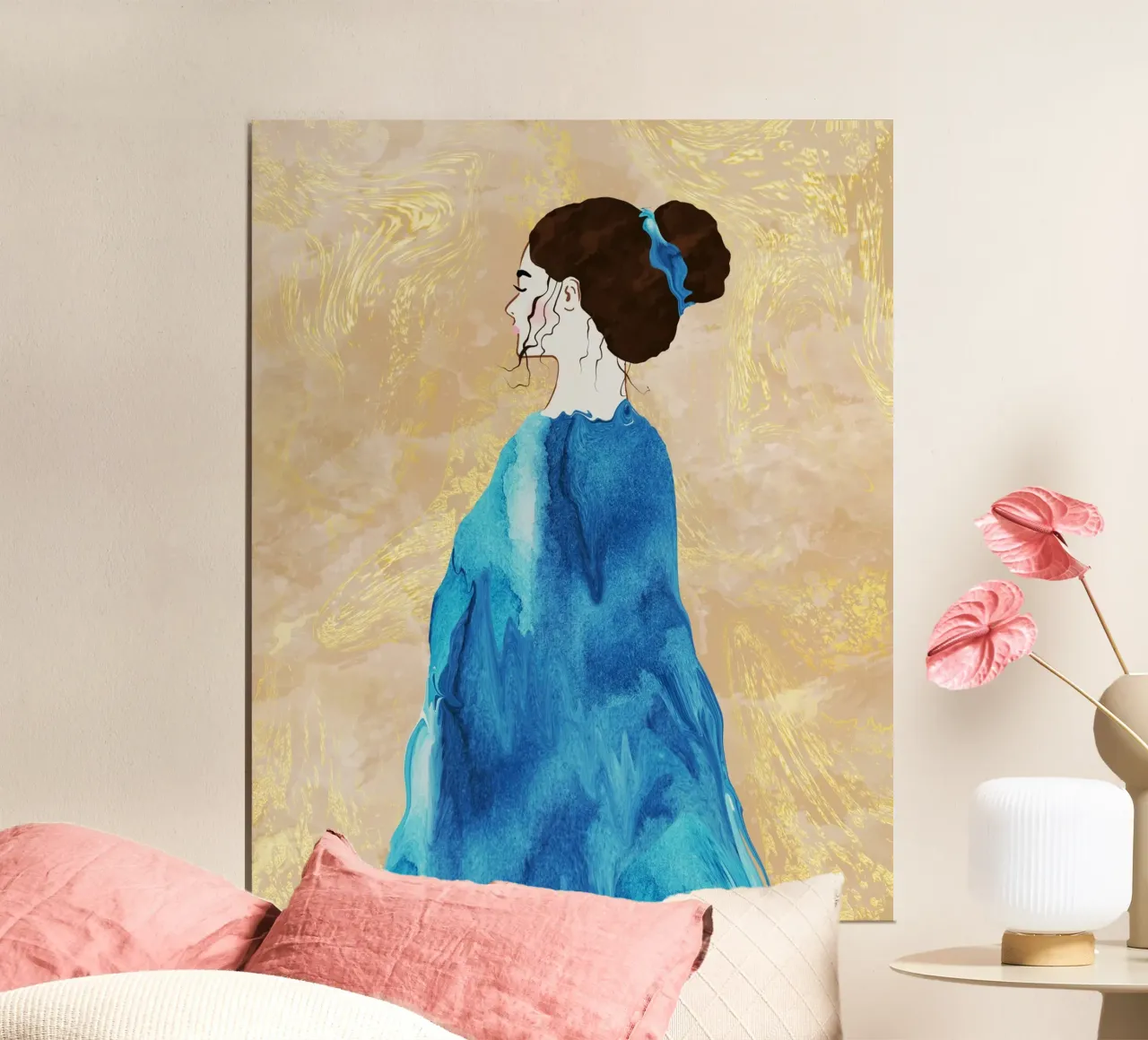 Woman Wearing a Blue Drape hahnemühle by Sannel Larson