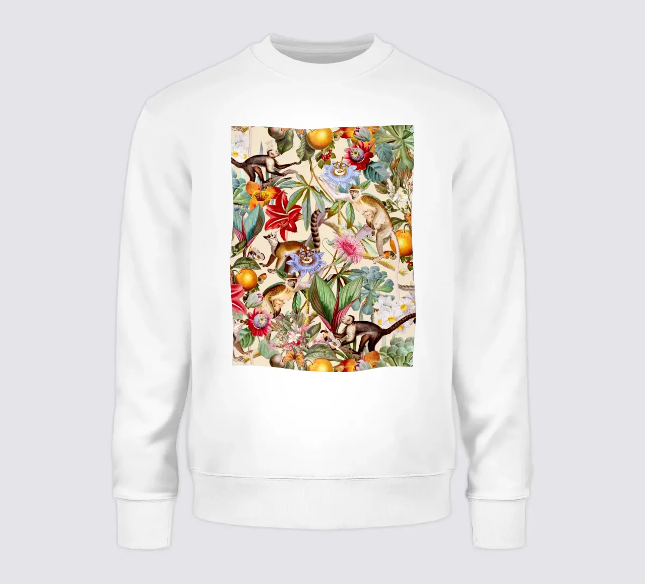Animal and Floral Pattern I felpa da burcukorkmazyurek