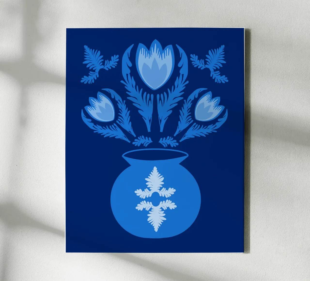 Luminöse blaue Tulpen Leinwand mit Schattenfugenrahmen von Sannel Larson